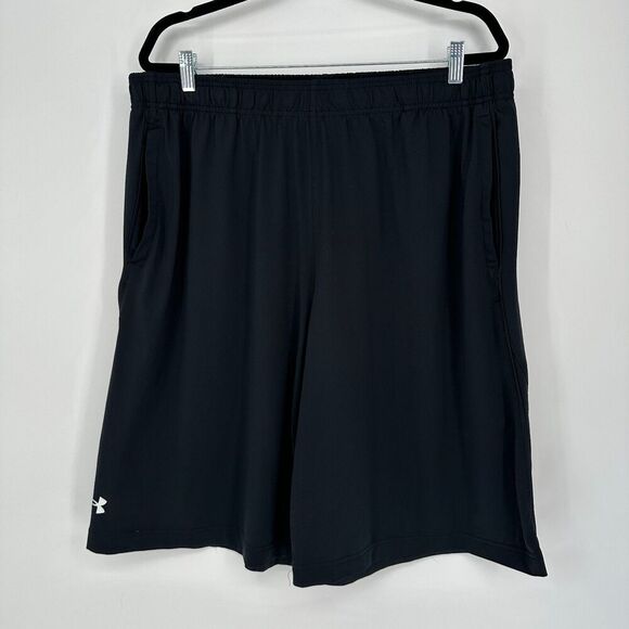Under Armour Mens Athletic Shorts Size 2XLT Black Casual Workout Basketball Logo - Picture 2 of 12